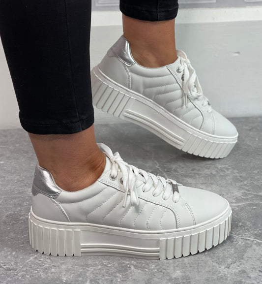 S Oliver - Off White Platform Trainer