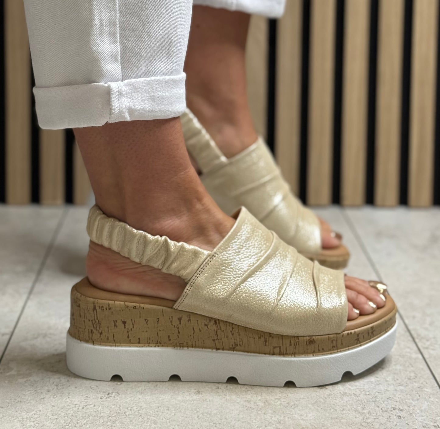 Lotus - 'Jessie' Gold Platform Sandal