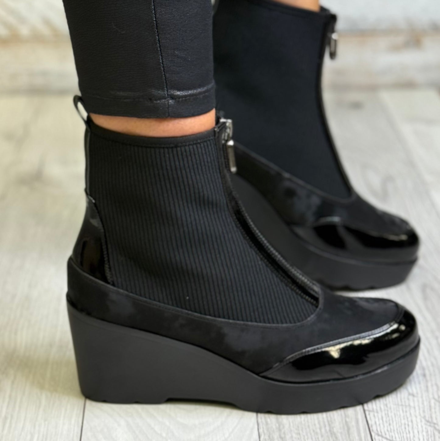 Redz - Black Front Zip Sock Boot