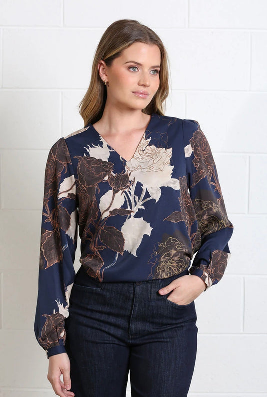 Rant & Rave - Mia Blue Floral Blouse