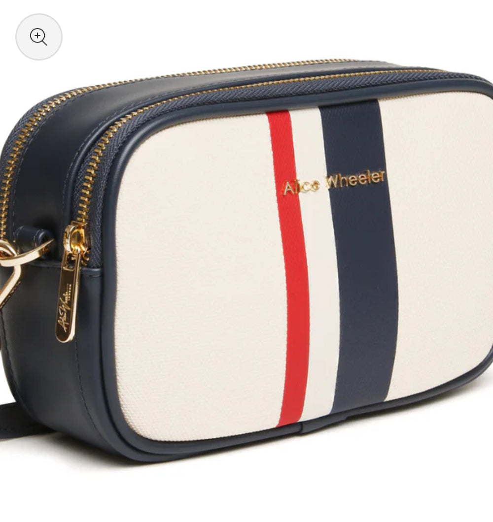 Alice Wheeler - Navy Stripe Madrid Camera Crossbody Bag