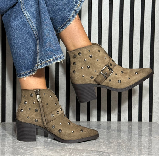 Xti - Taupe Stud Detail Ankle Boot (146516)