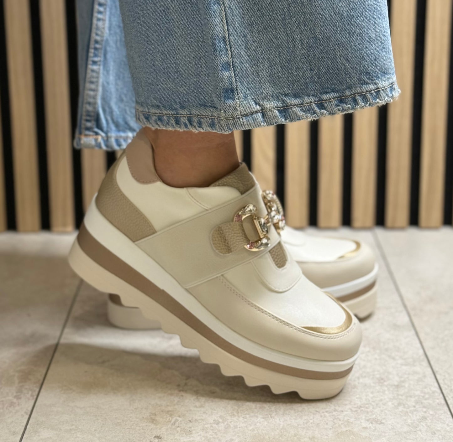 Kate Appleby - 'Disley' Cream/Gold Platform Shoe