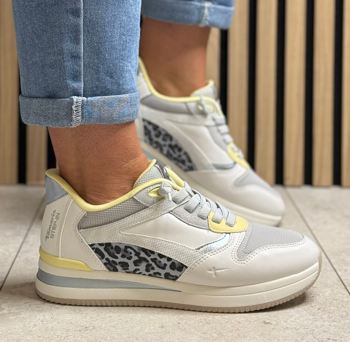 Tamaris Comfort - White/Blue Combo 'Step In' Trainer