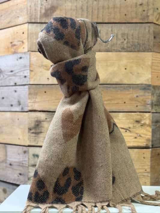 hannah k - Taupe Heart Detail Scarf