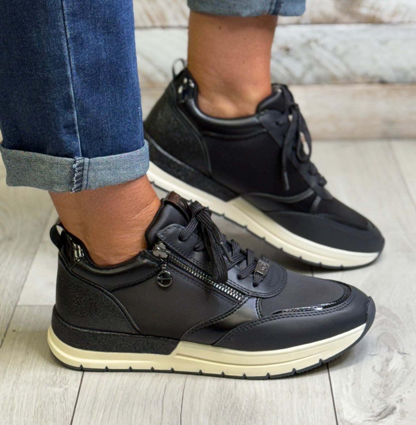 Tamaris - Navy Combo Side Zip Trainer
