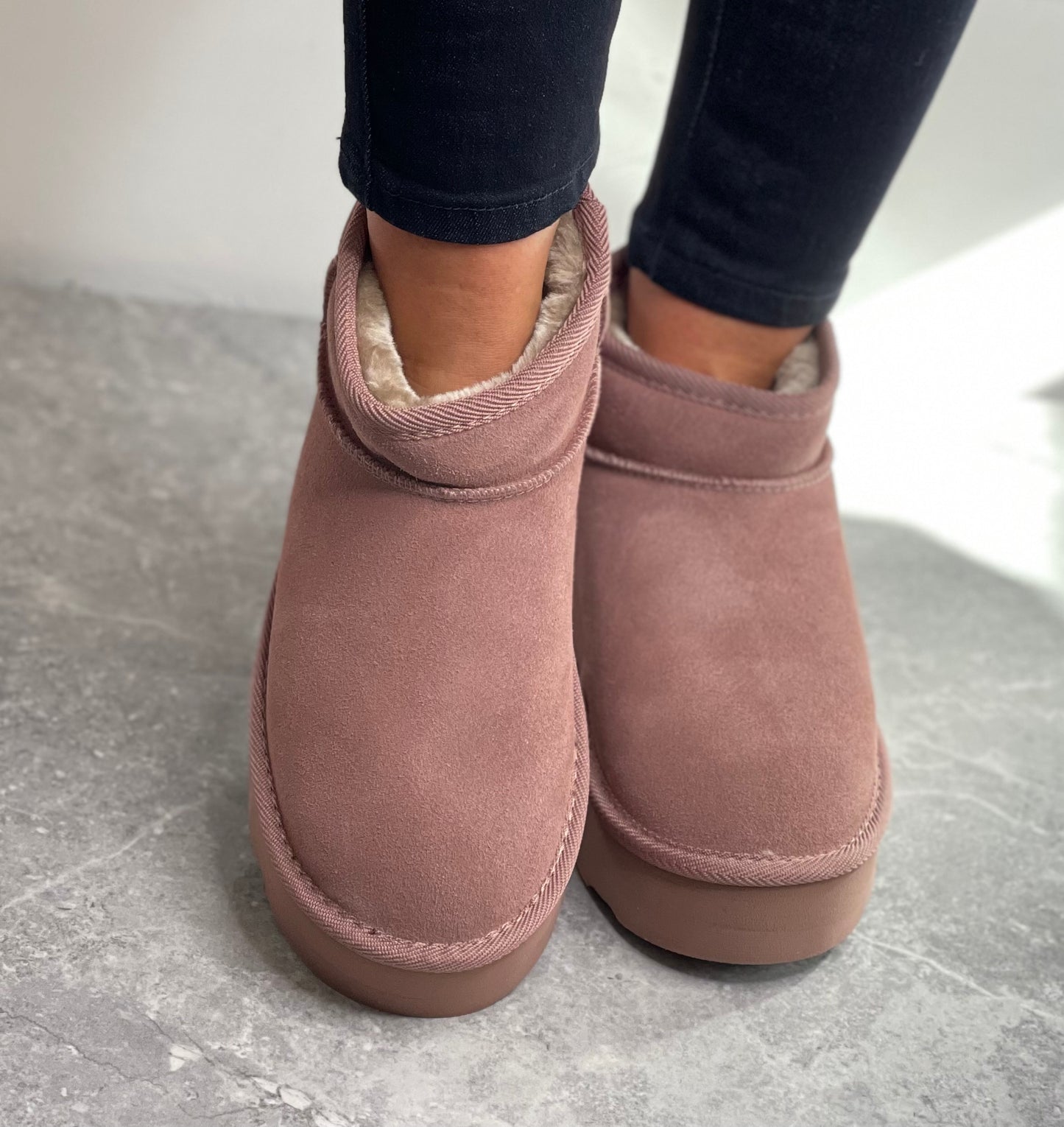 S Oliver - Old Rose Suede Fur Lined Boot