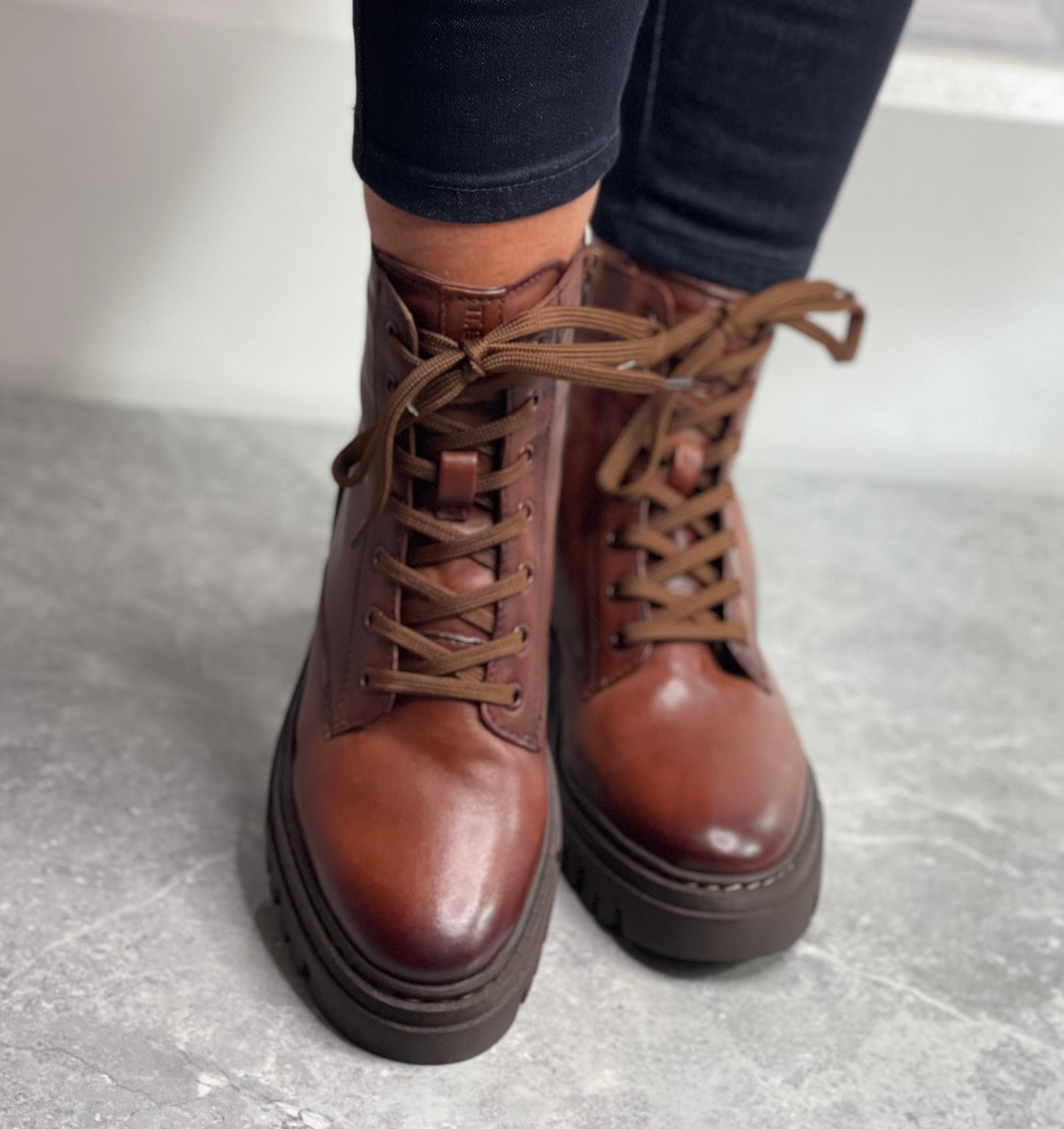 Bagatt- Cognac Leather Lace Boot