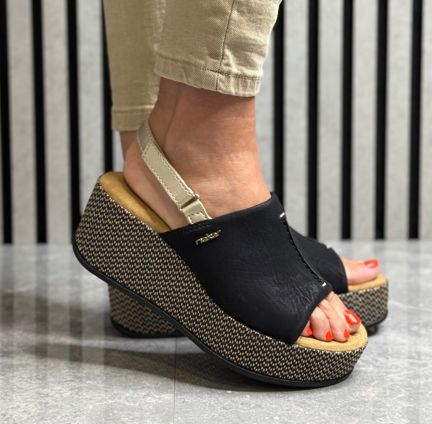 Rieker - Black Platform Sandal