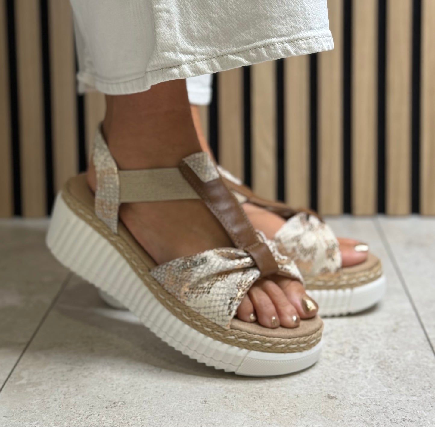Tom Tailor - Beige Metallic Platform Sandal
