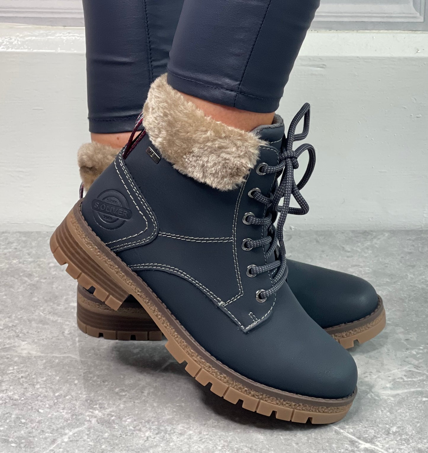 S Oliver - Navy Fur Trim 'Tex' Boot