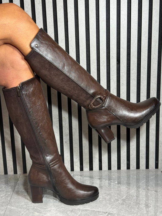 Patrizio Como - 'Igne ' Chocolate Combo Long Leather Boot