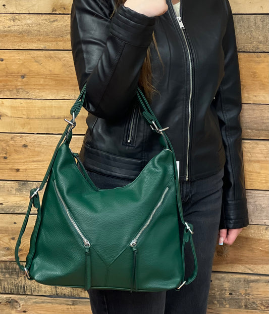 hannah k - Green Zip Detal Handbag/Rucksack