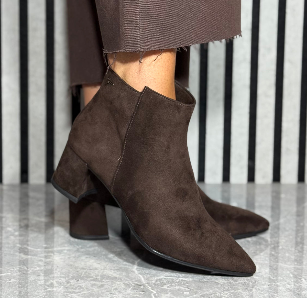 Tamaris - Mocca Block Heel Faux Suede Ankle Boot
