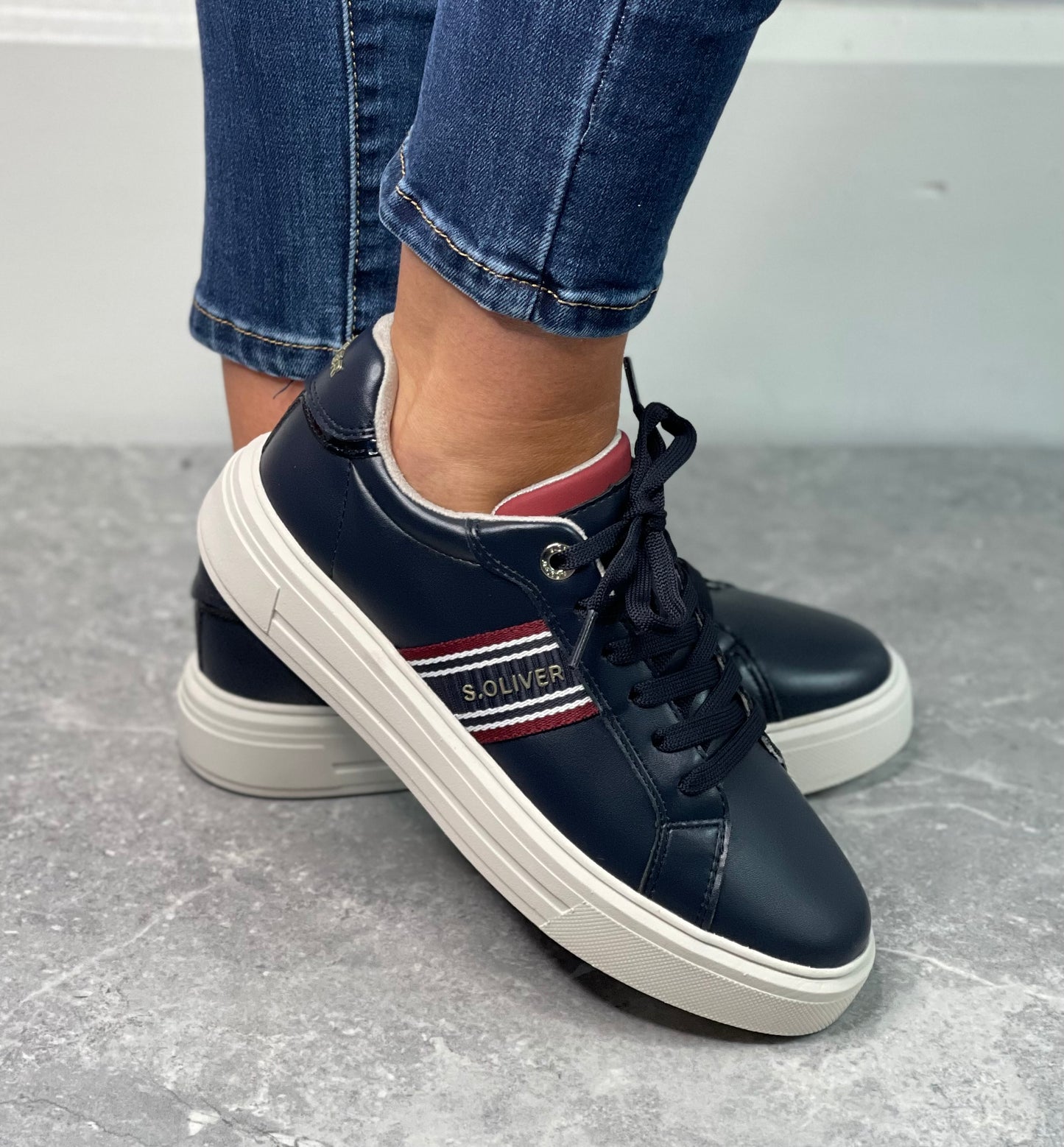 S Oliver - Navy Side Stripe Trainer