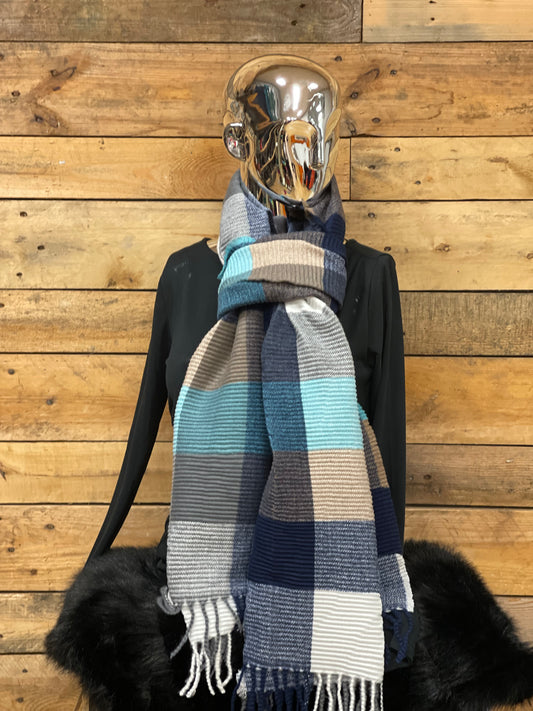 hannah k - Navy/Turquoise Mix Scarf