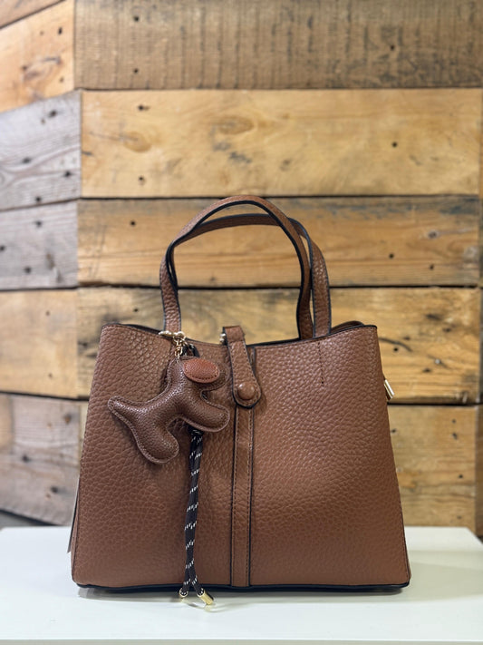 hannah k - 'Isla' Brown Dog Detail Handbag