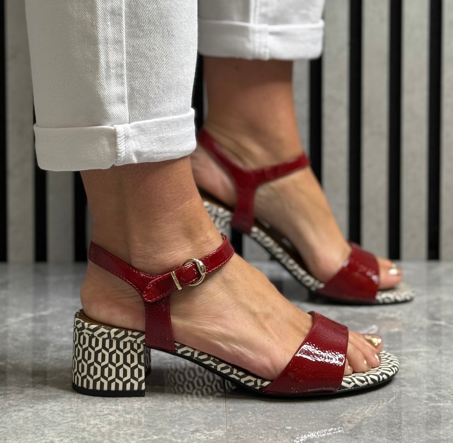 Tamaris - Red Combo Block Heel Sandal