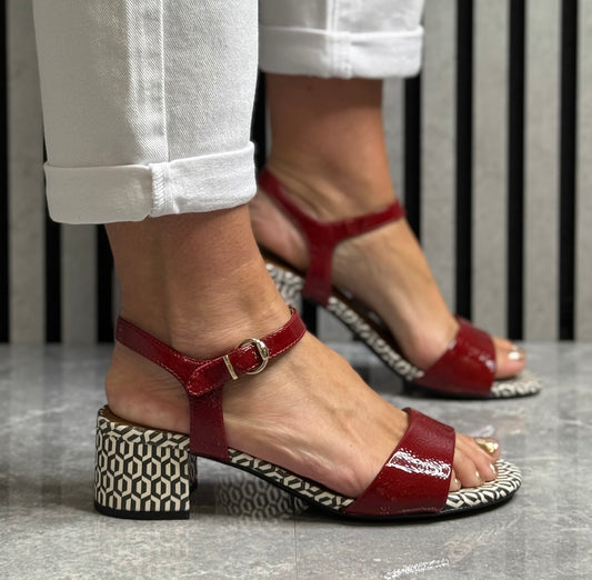 Tamaris - Red Combo Block Heel Sandal