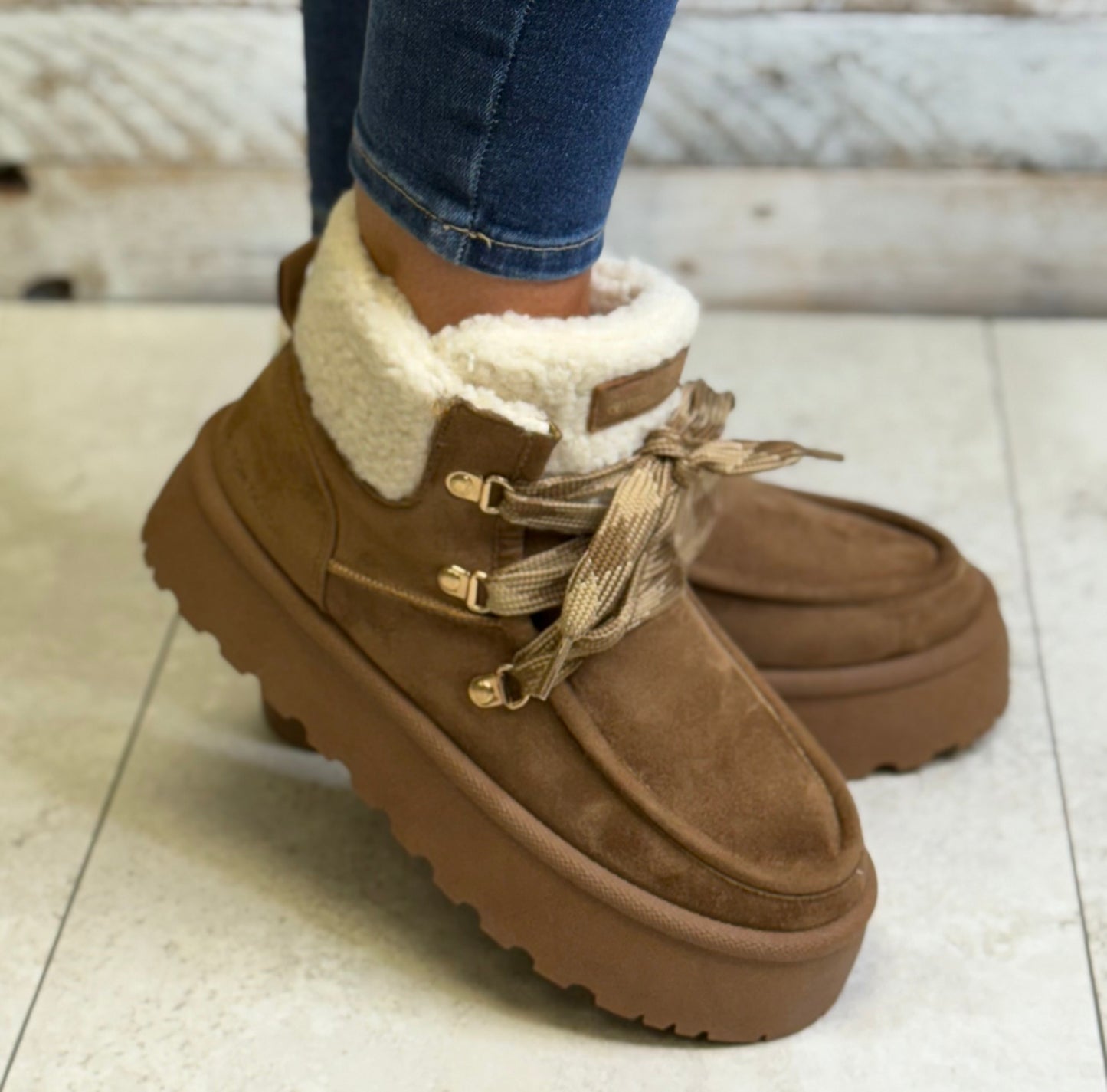 Tom Tailor - Tan Lined Platform Boot