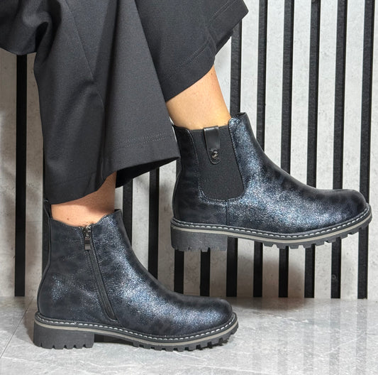 Lunar - 'Andrea' Black Leopard Print Chelsea Boot