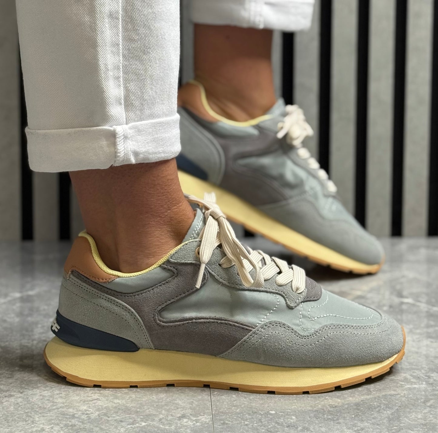 Hoff - 'City' Light Blue Retro Leather Trainer