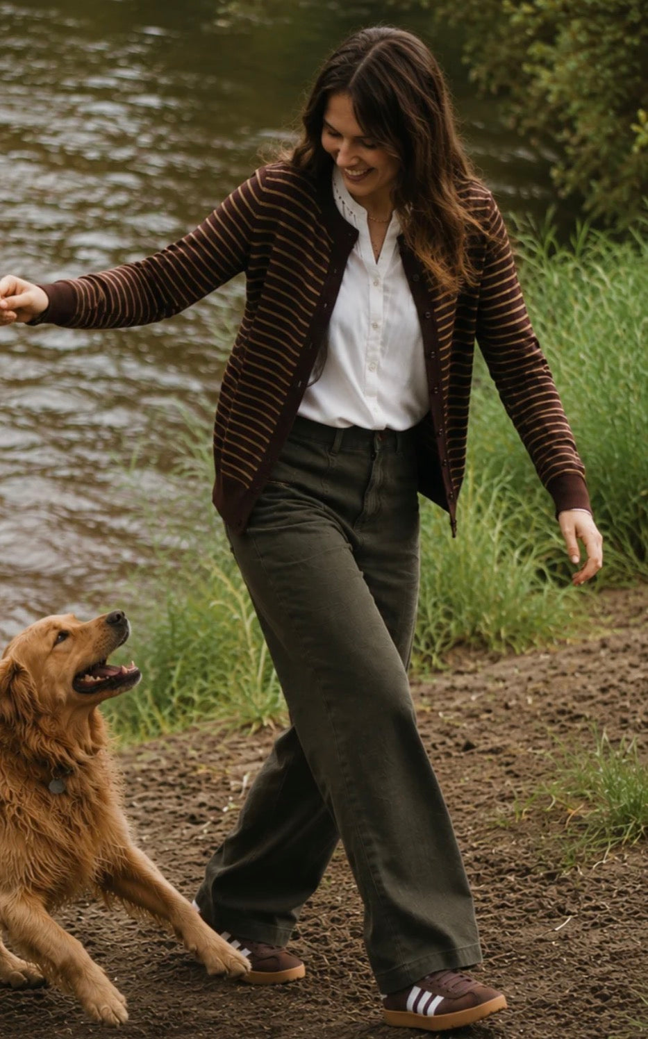 Brakeburn - ‘Hilda’ Brown Strip Knitted Cardigan