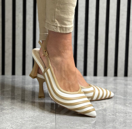 Una Healy - 'Holiday Road' Truffle Stripe Slingback Heel