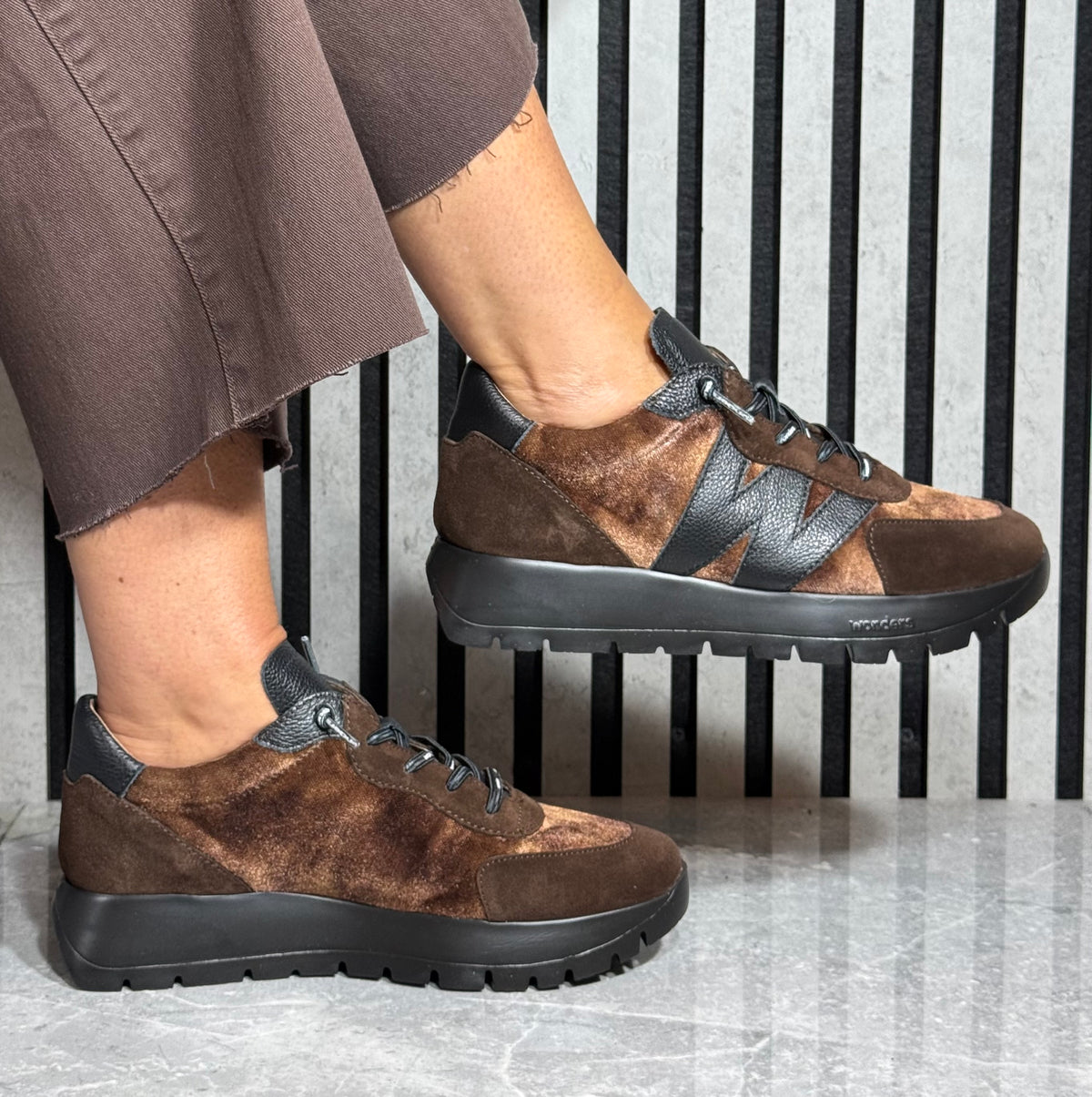Wonders - A-24111 Brown Combo Suede Trainer (Testa/Marron)