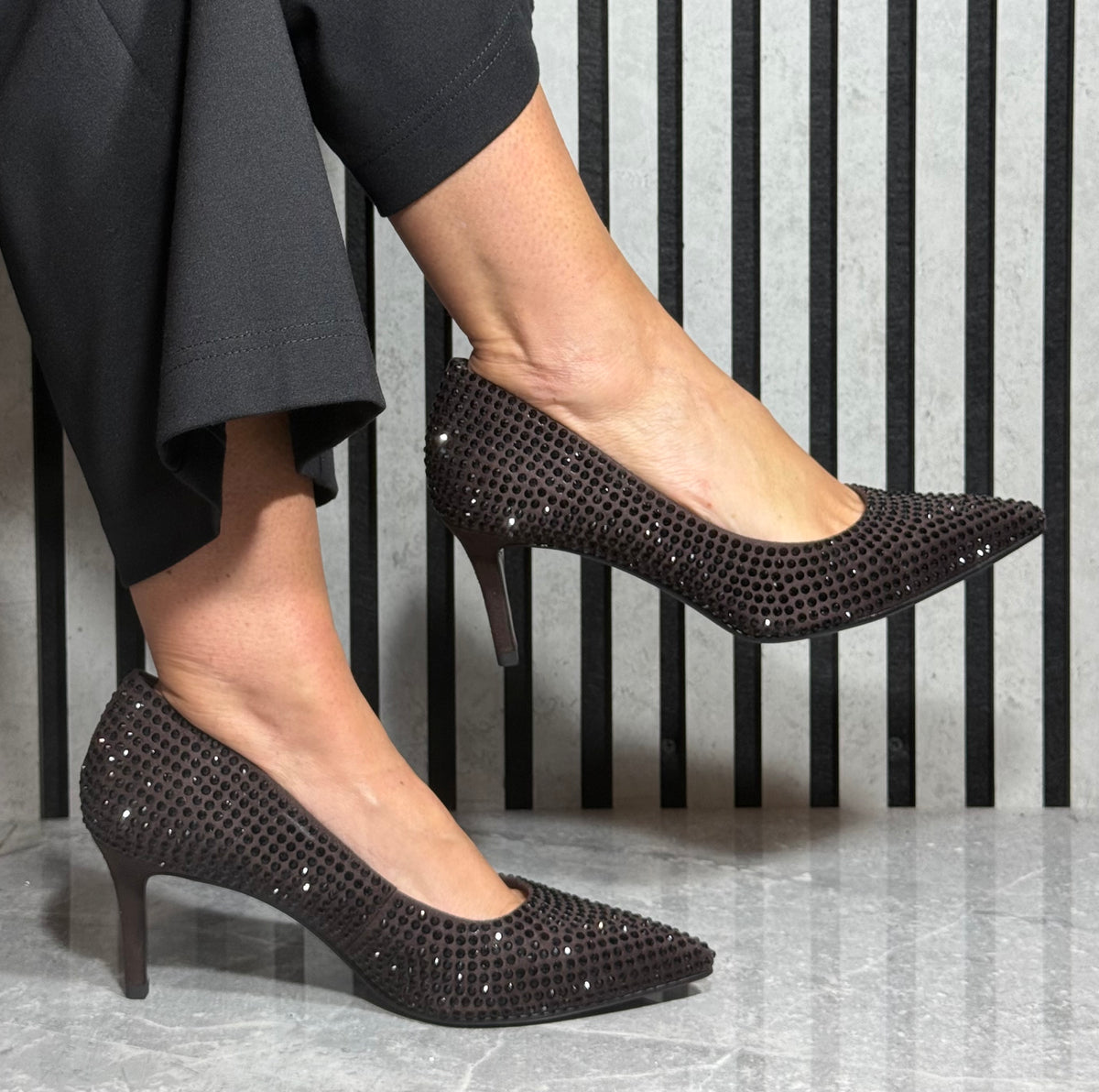 Tamaris - Mocca Glam Studded Detail Heel Shoe