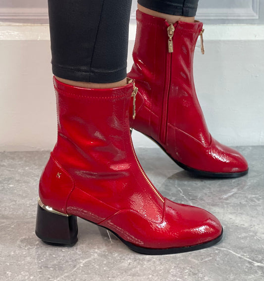 Kate Appleby - 'Greenhill' Poppy Red Patent Zip Detail Boot