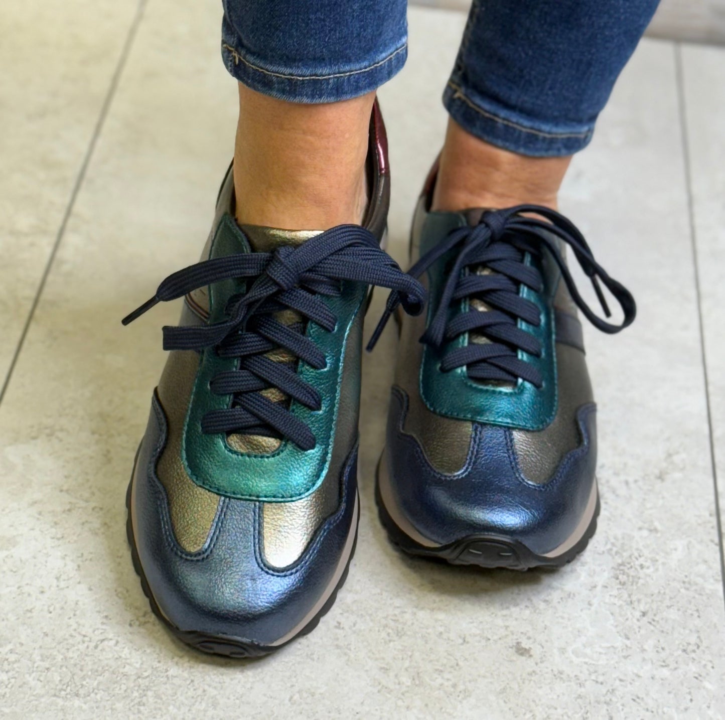 Tommy Bowe For Her - 'Saiki' Peacock Metallic Combo Trainer