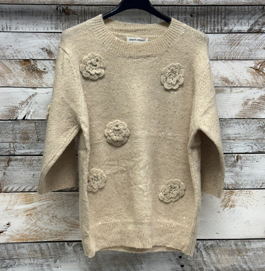 Beige Rose Detail Knit