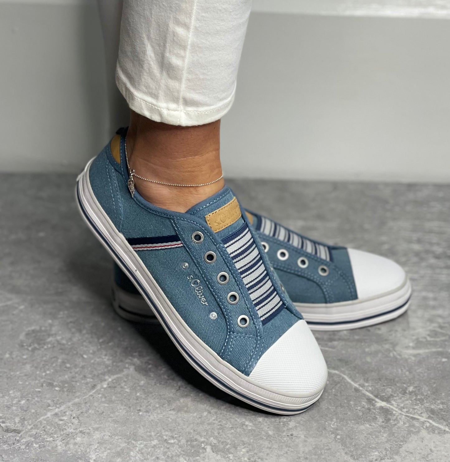 S Oliver - Denim Canvas Slip On Trainer