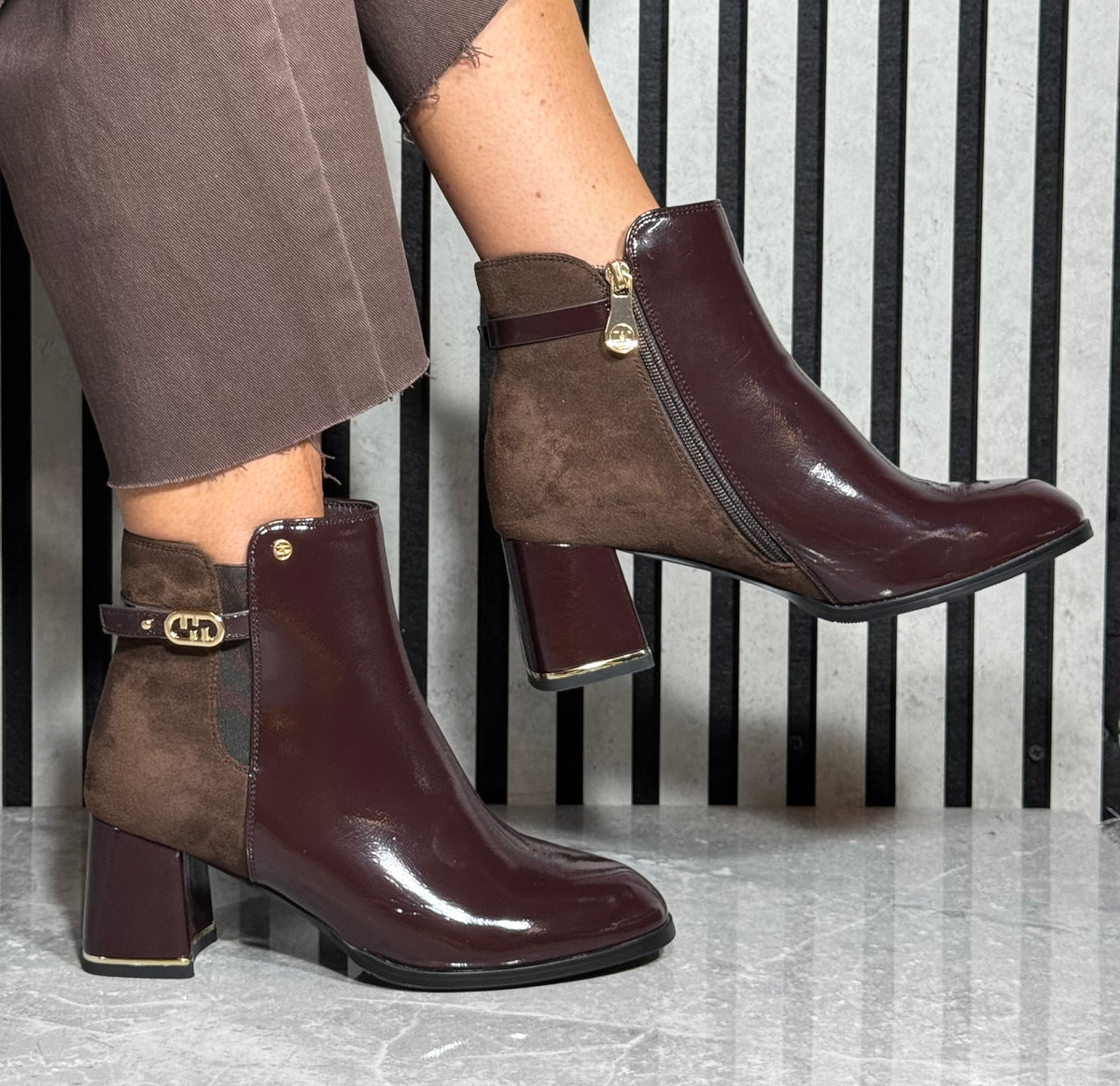 Zanni & Co - 'Fuyang One' Choccy Mix Block Heel Boot