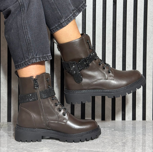 Marco Tozzi - Mocca Strap Detail Lace Boot