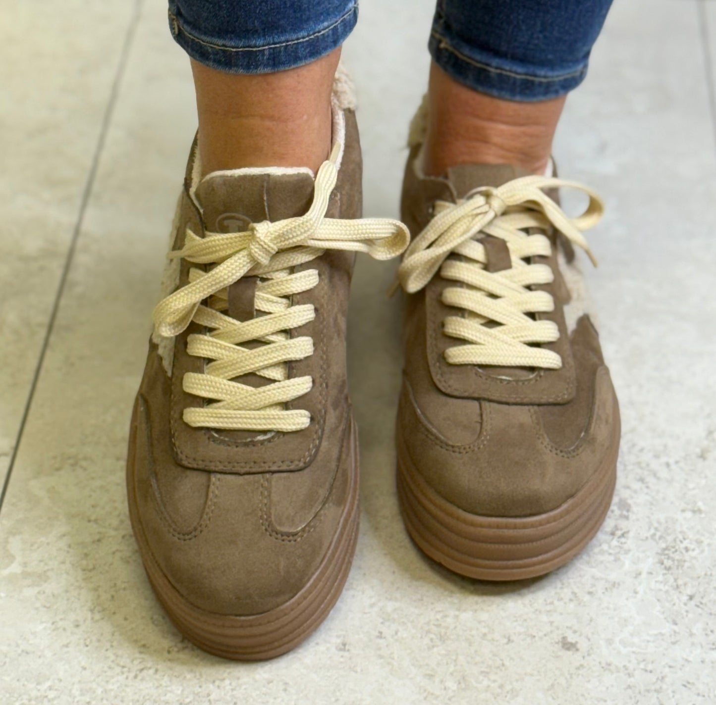 Tom Tailor - Taupe Teddy Combo Platform Trainer