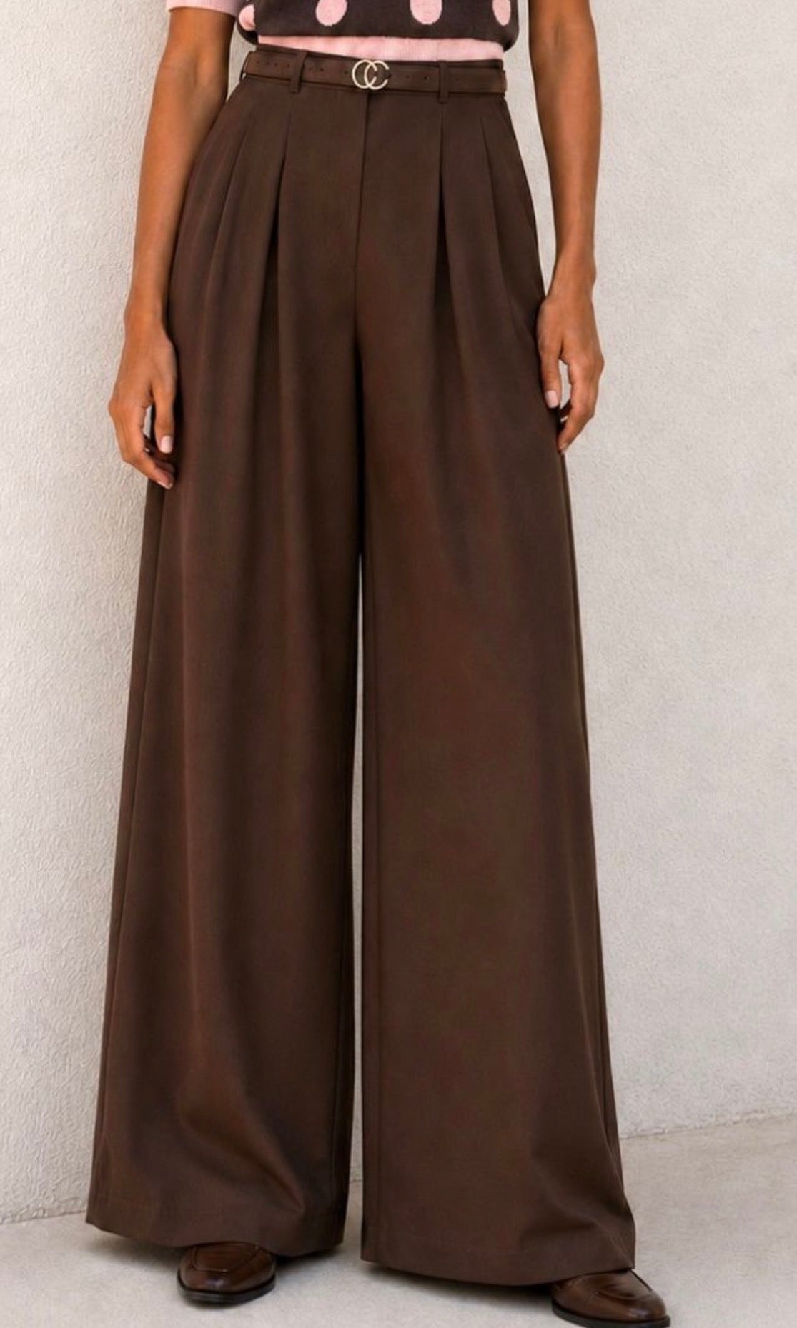 Chocolate High Waist Wide Leg Trouser