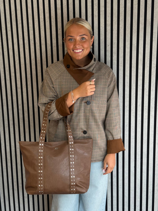 Xti - Brown Stud Detailed Handbag (184670)