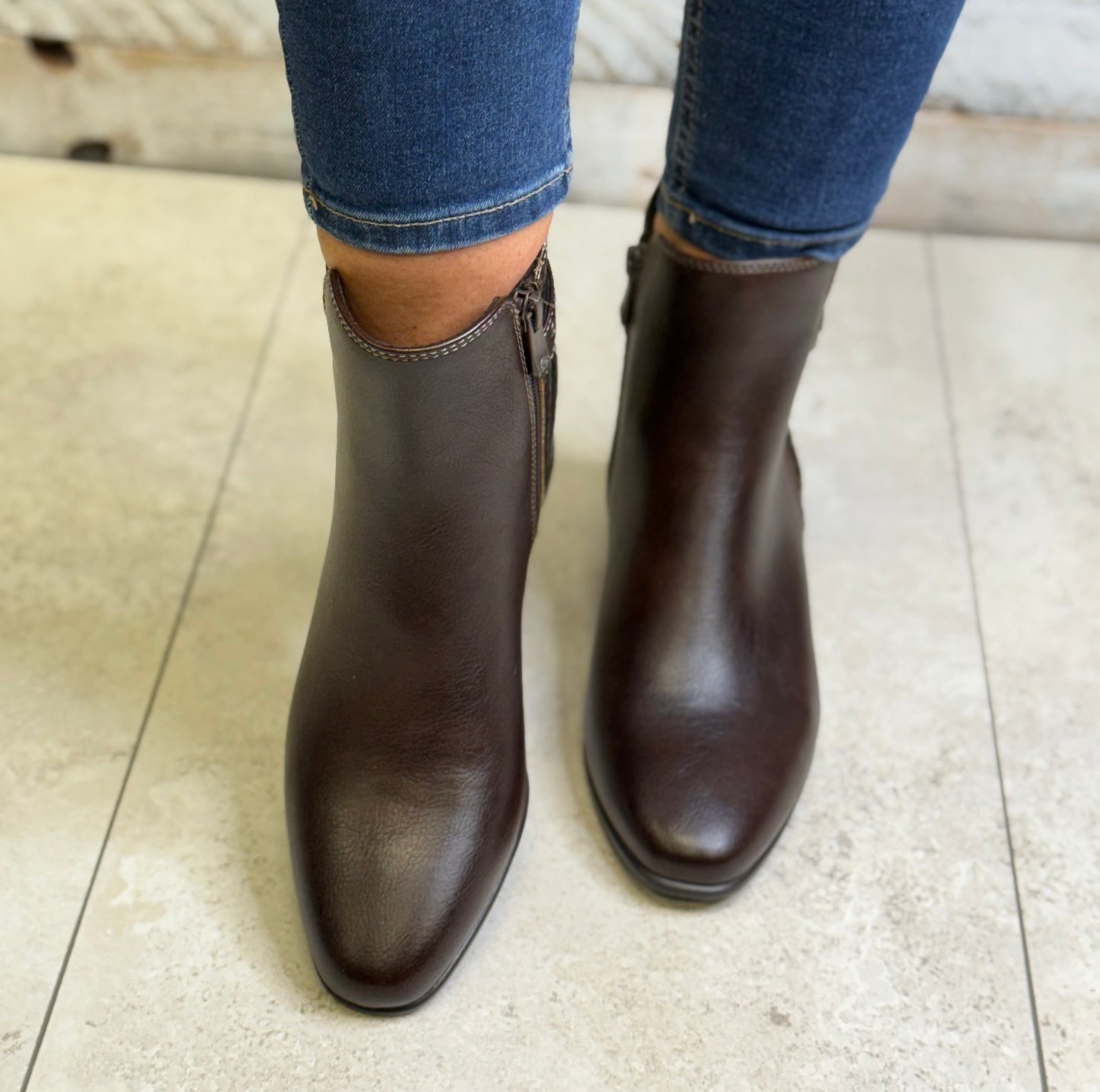 Marco Tozzi - Brown/Bronze Snake Print Combo Boot