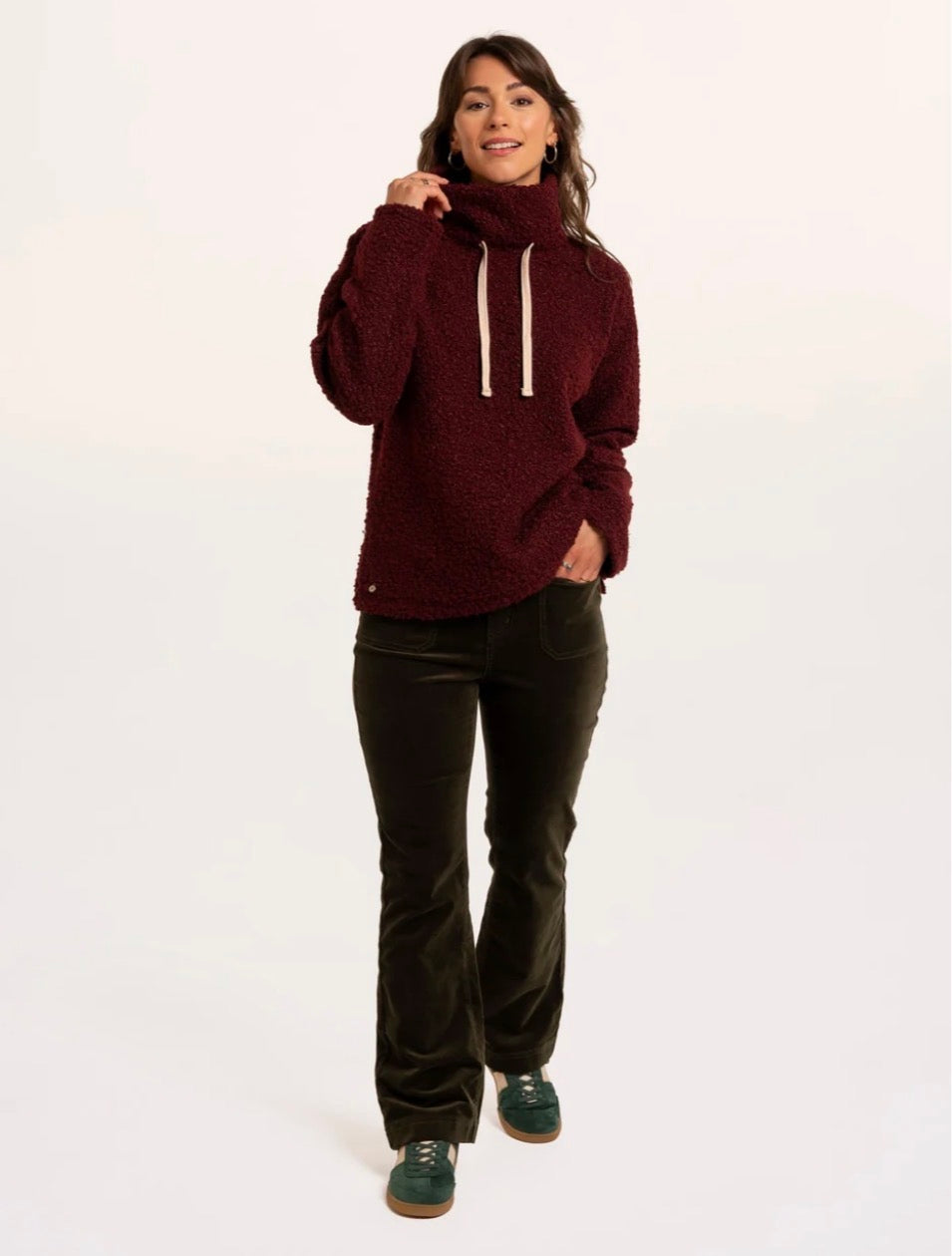 Brakeburn - ‘Hatchet’ Burgundy Boucle Cowl Neck Swetshirt