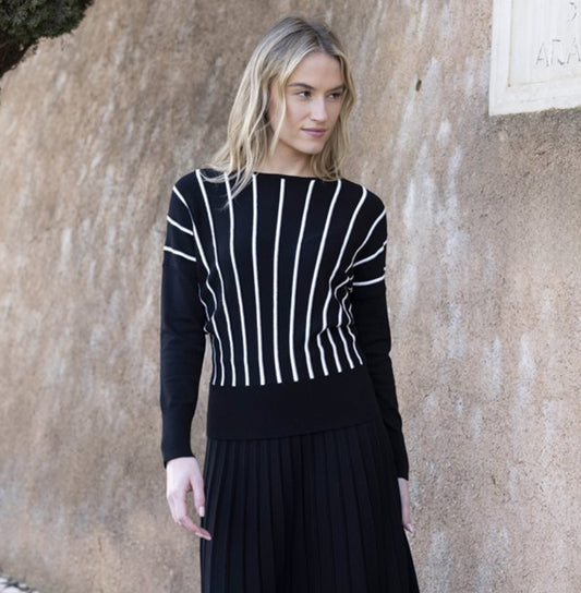 Marble - Black Vertical Stripe Relaxed Fit Jumper