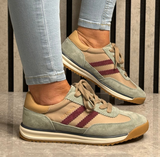 Drilleys- 'Seventy Three' Cocomint Stripe Trainer