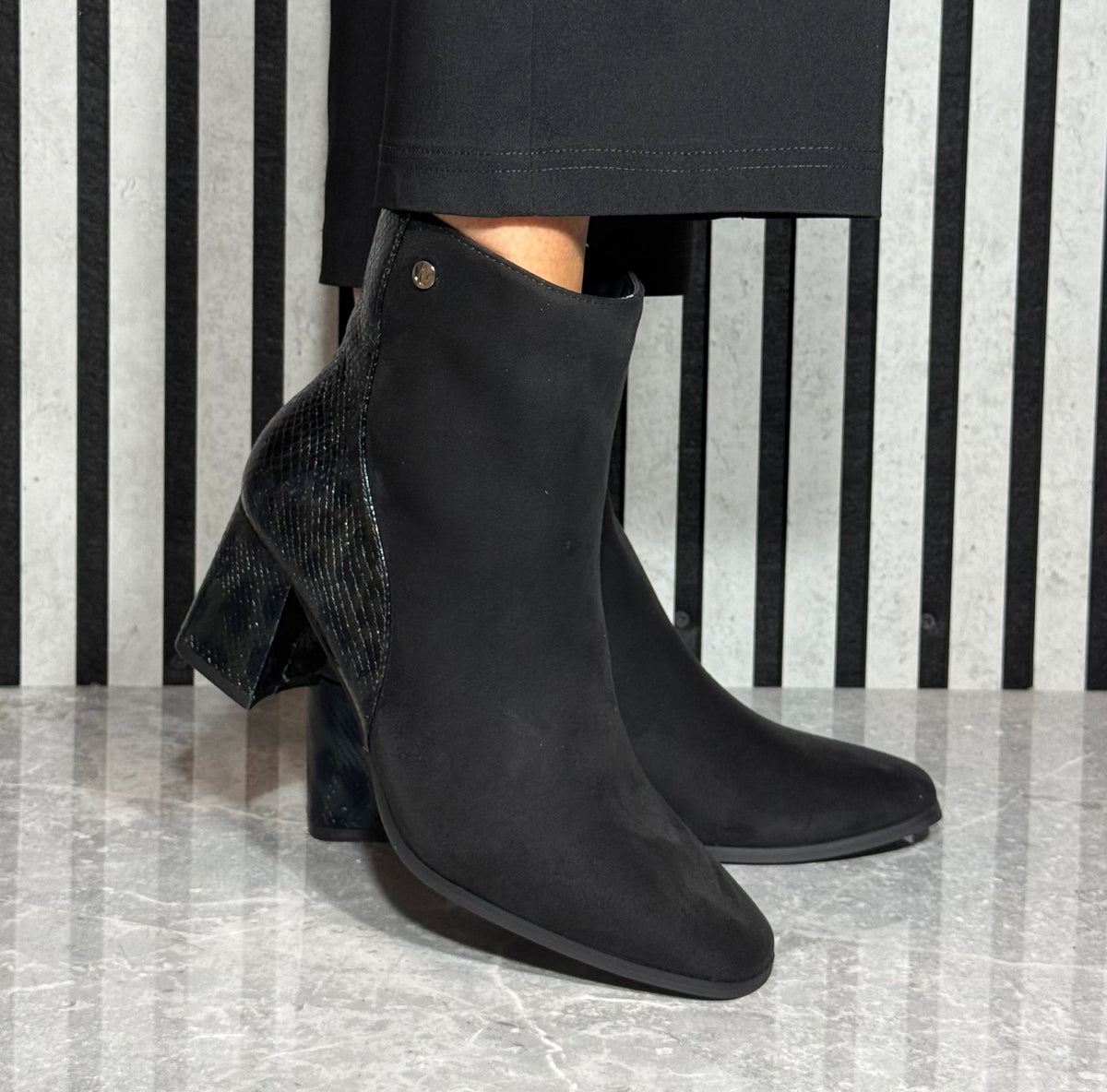 Lotus - 'Zelda' Black/Snake Detail Ankle Boot