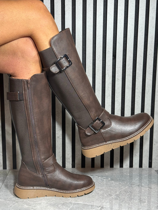 Lunar - 'Devon' Brown Long Gusset Boot