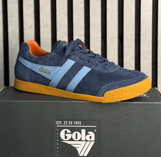 Gola - Mens 'Harrier' Navy/Iceburg/Moody Orange Suede Trainer