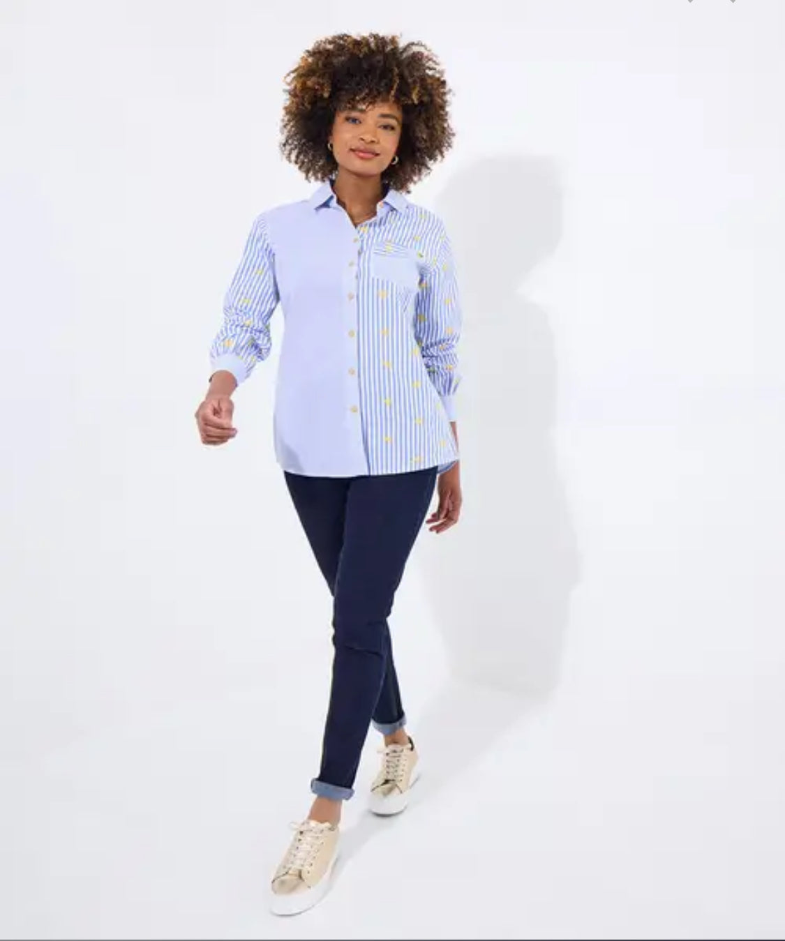 Joe Browns- Daisy Embroidered Stripe Cotton Shirt