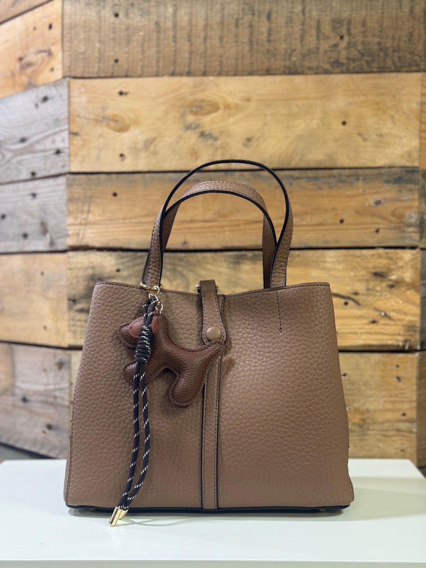 hannah k - 'Isla' Taupe Dog Detail Handbag