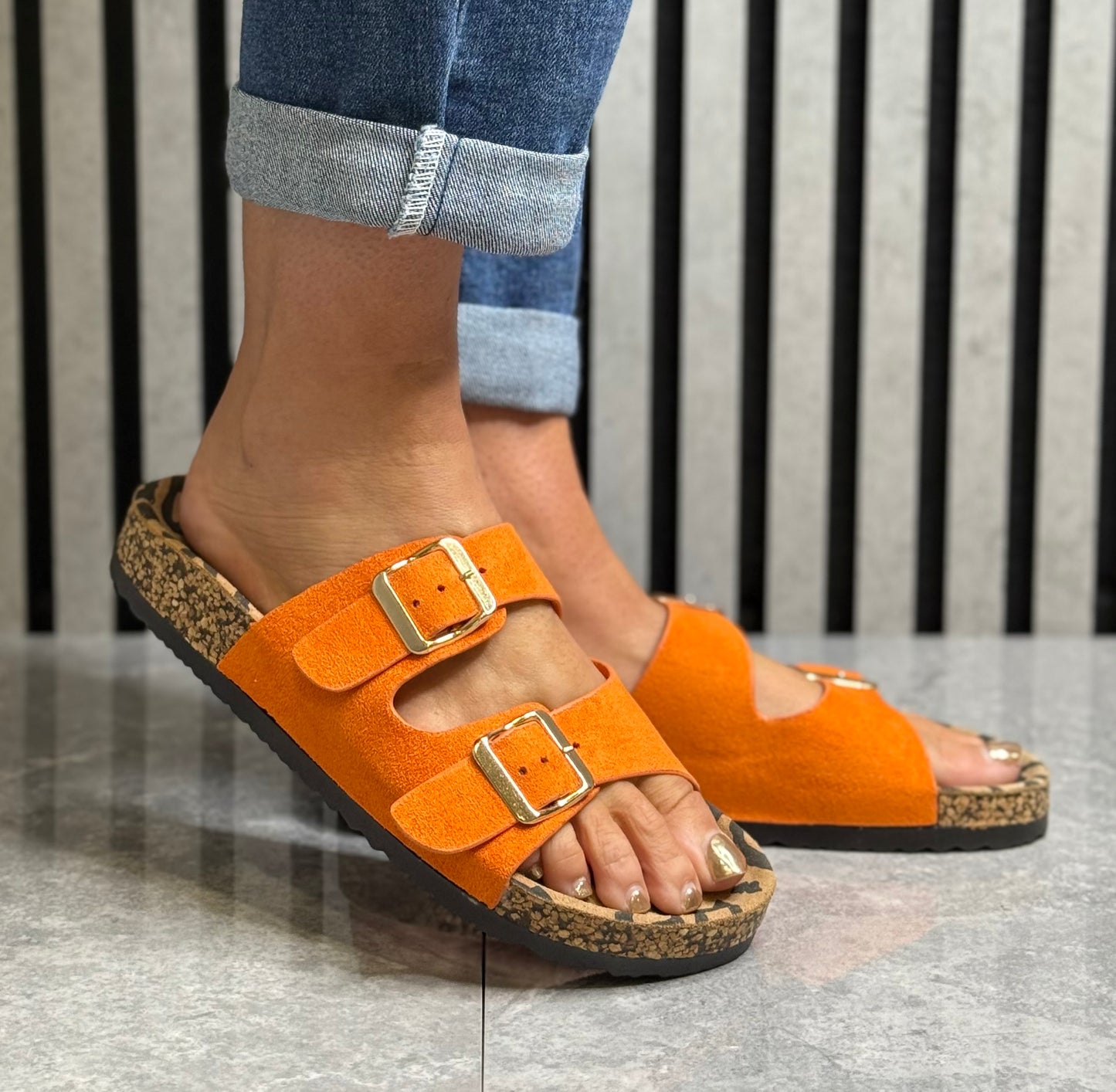 Lunar - 'Pecan’ Orange Double Buckle Slider