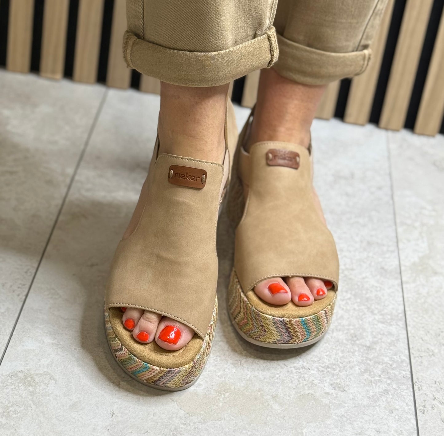 Rieker - Beige Multi Wedge Detail Sandal